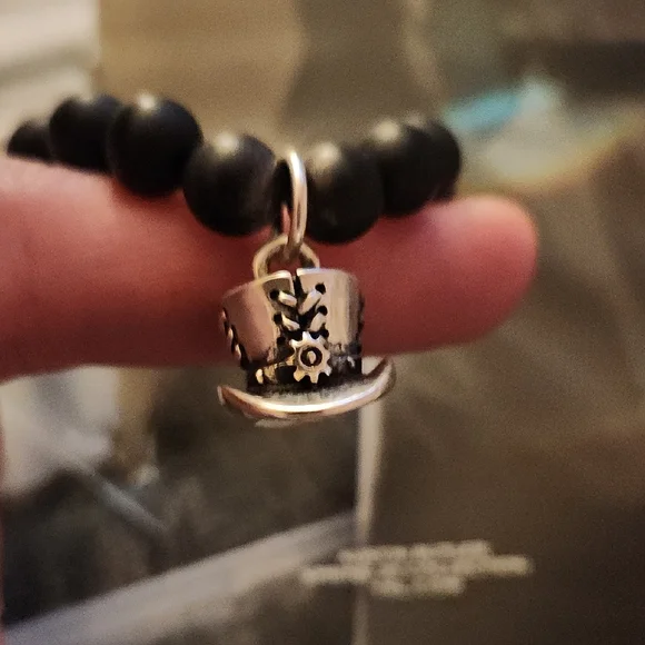 King Baby Black Beaded Bracelet with Silver Top Hat Charm - Picture 5 of 6